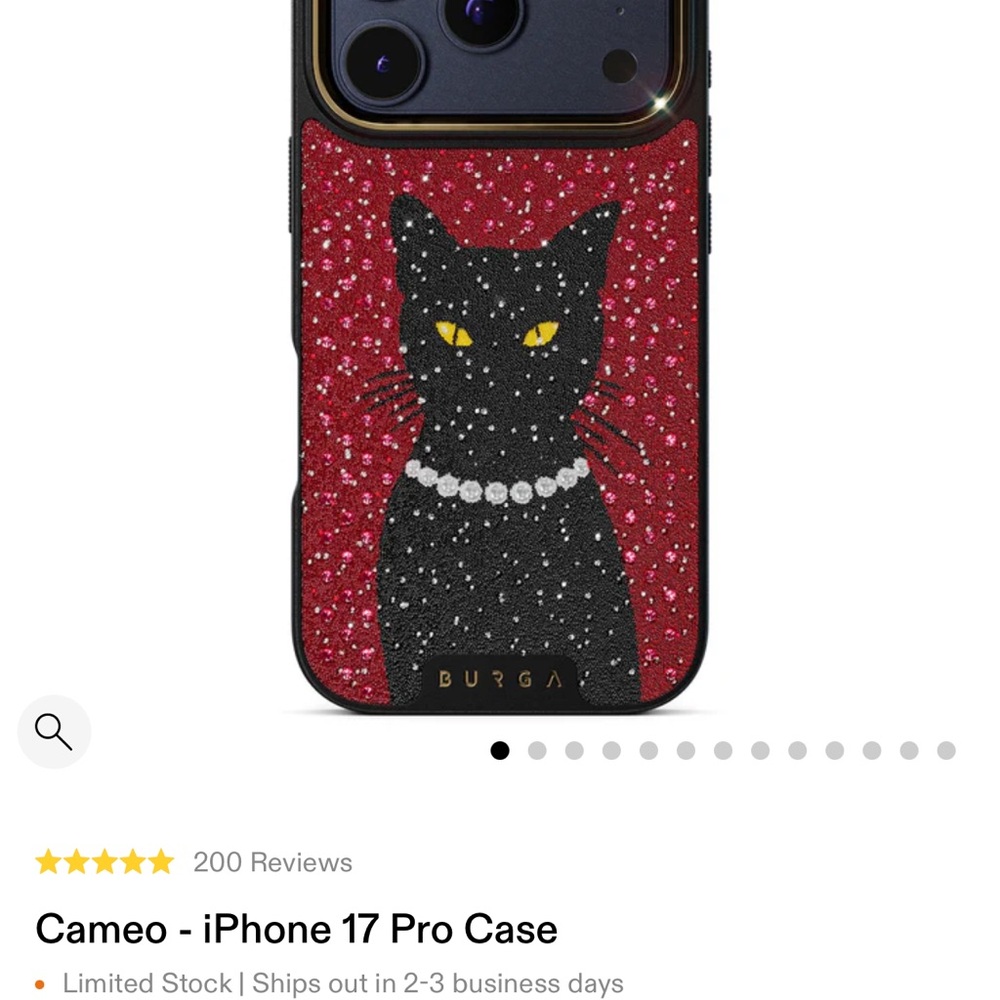 Brand new in box Burga Red and Black Cat Design iPhone 17 Pro max Case